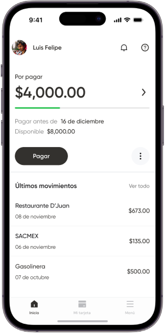 App Kamet mostrando el dashboard